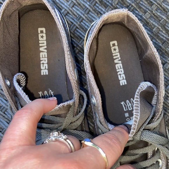 Rare converse all ⭐️ canvas toe w/suede detail size 6 women size 4 men gray EUC - Picture 2 of 7